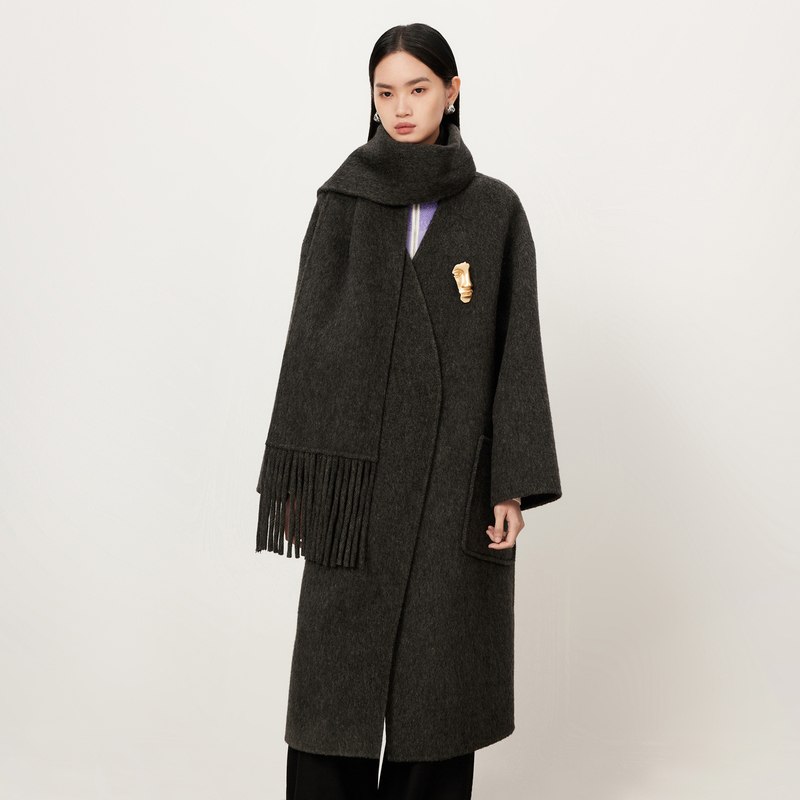 【商场同款】HPLY荷比俪3冬季新设计感H型长款大衣HYD44500277