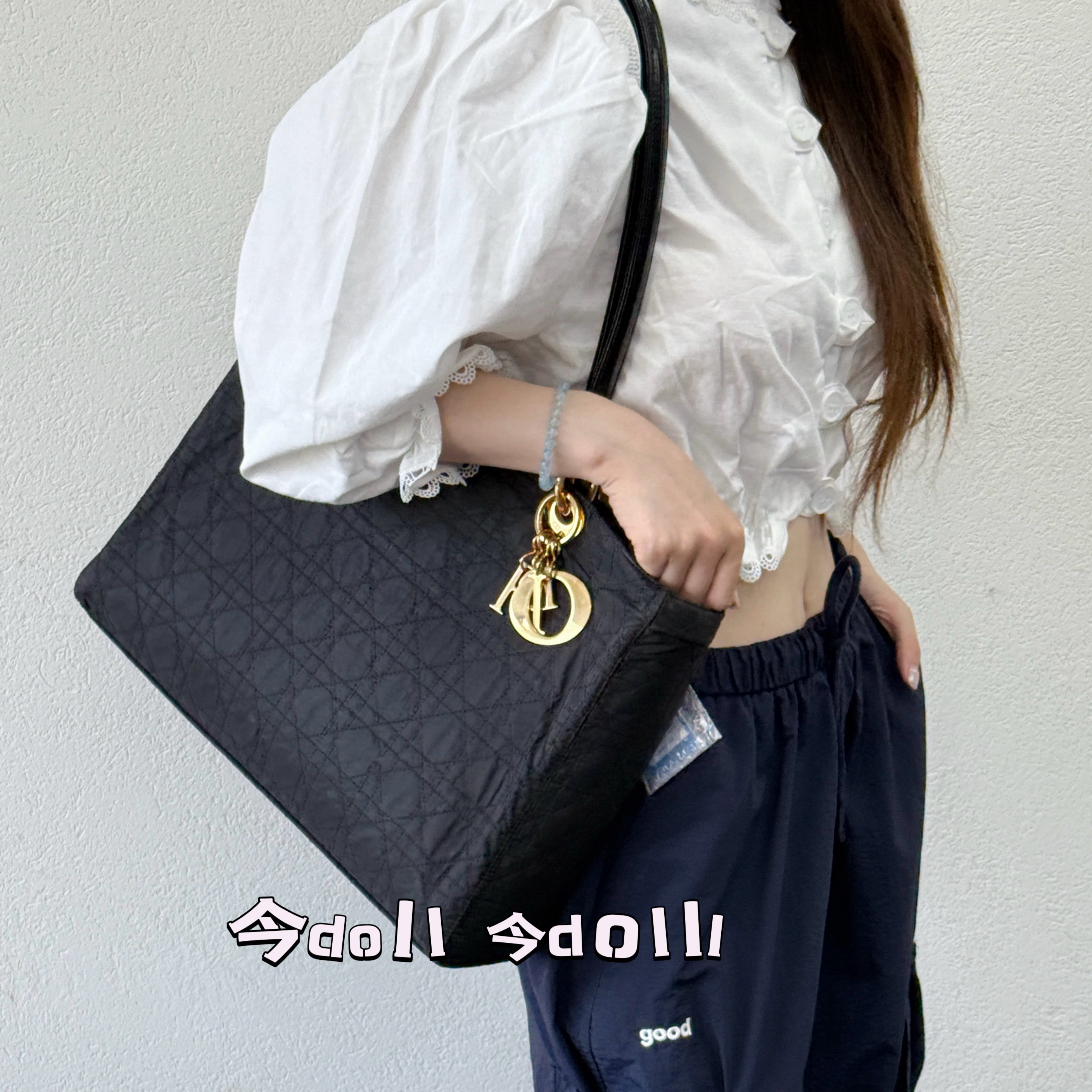 95新 DIOR/迪奥 戴妃黑金帆布菱格托特单肩包063519 36