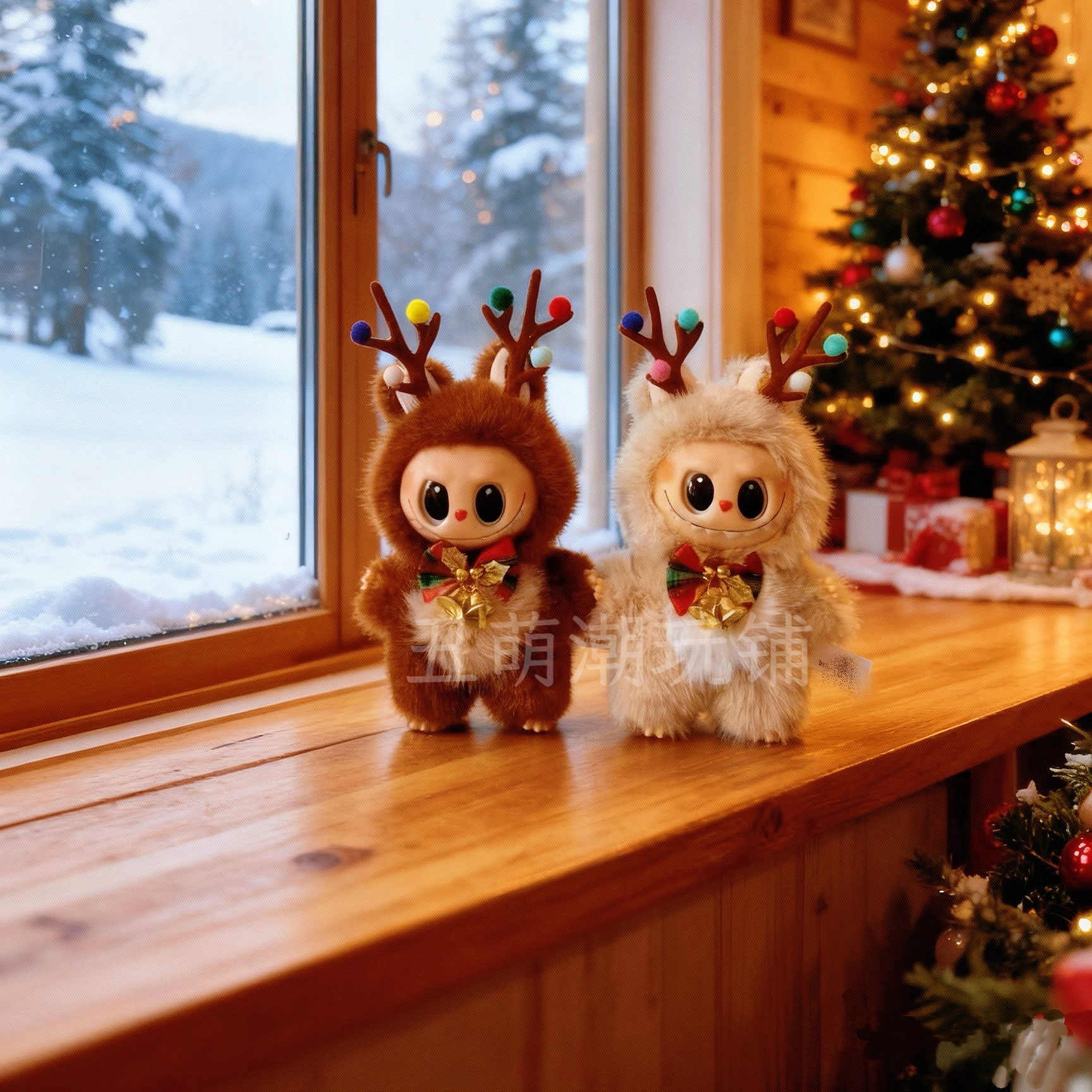 长角麋鹿玩偶圣诞节礼物搪胶可爱毛绒娃娃挂件学生包包挂饰公仔