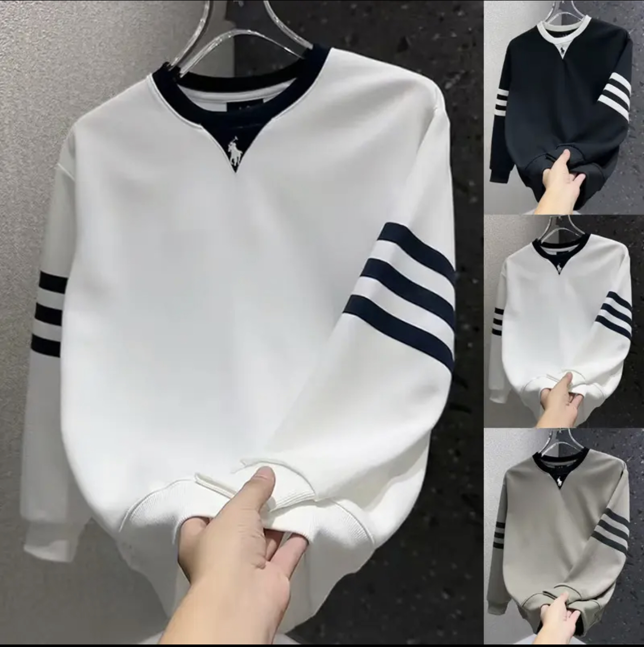 潮流时尚百搭圆领气质爆款卫衣男装宽松休闲长袖打底衫网红套头衫