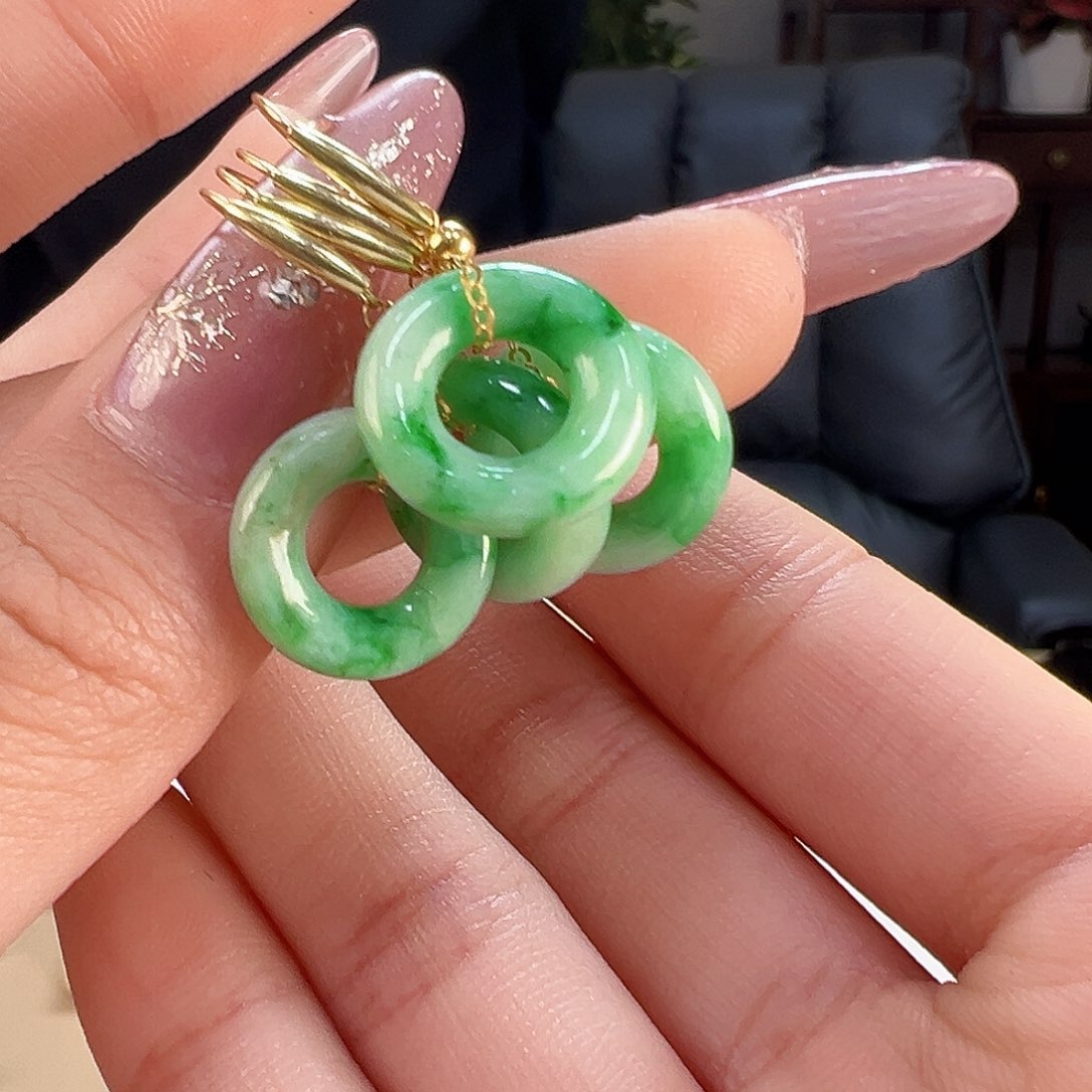 翡翠耳饰18K金镶嵌多样性发货一幅