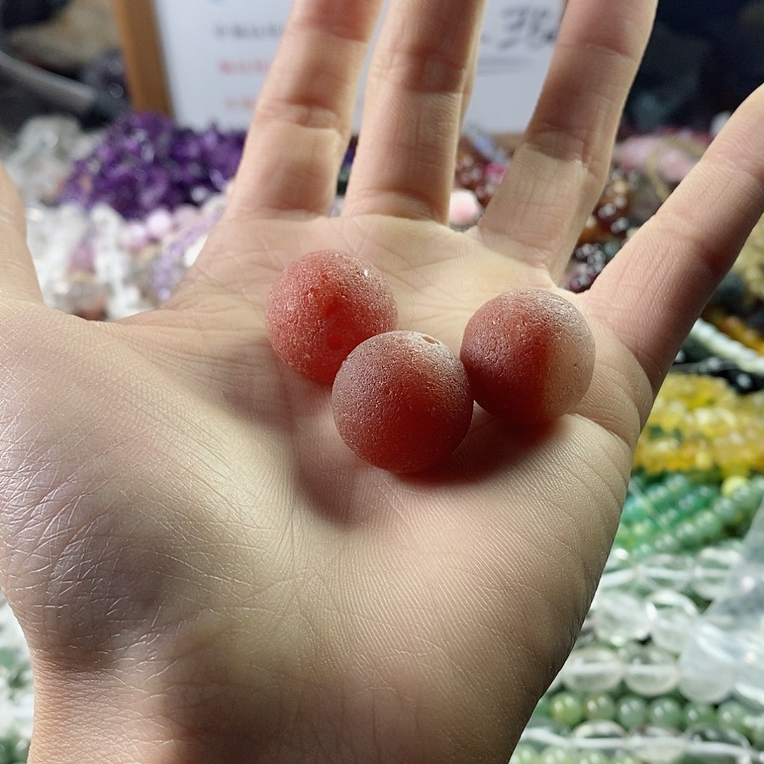 玛瑙/玉髓珠宝半成品未镶嵌三个20mm老干南玛瑙圆珠