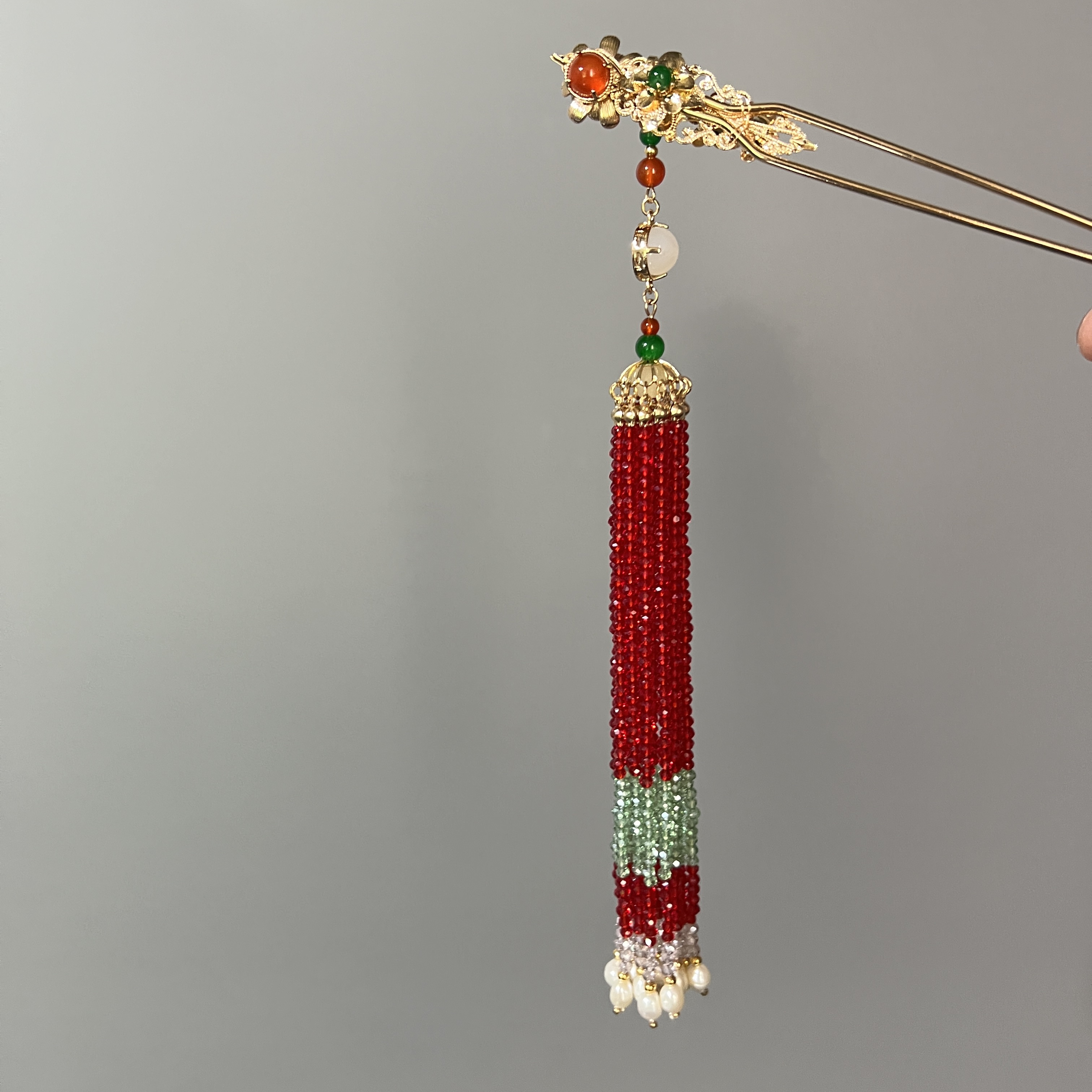 古悦倾城（花朝）古风汉服发饰红绿配饰古风结婚发簪