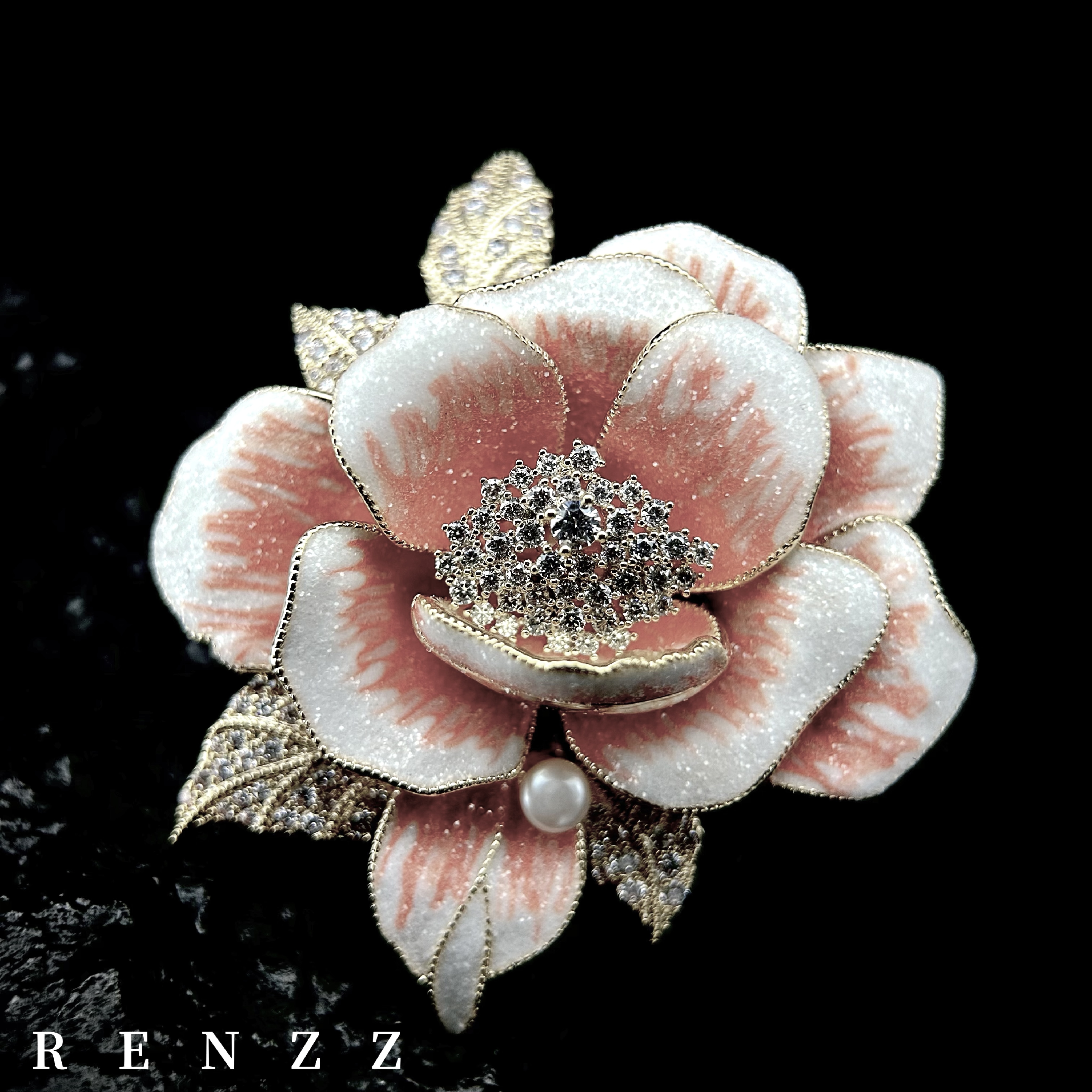  1102  设计师款国色牡丹花大衣胸针