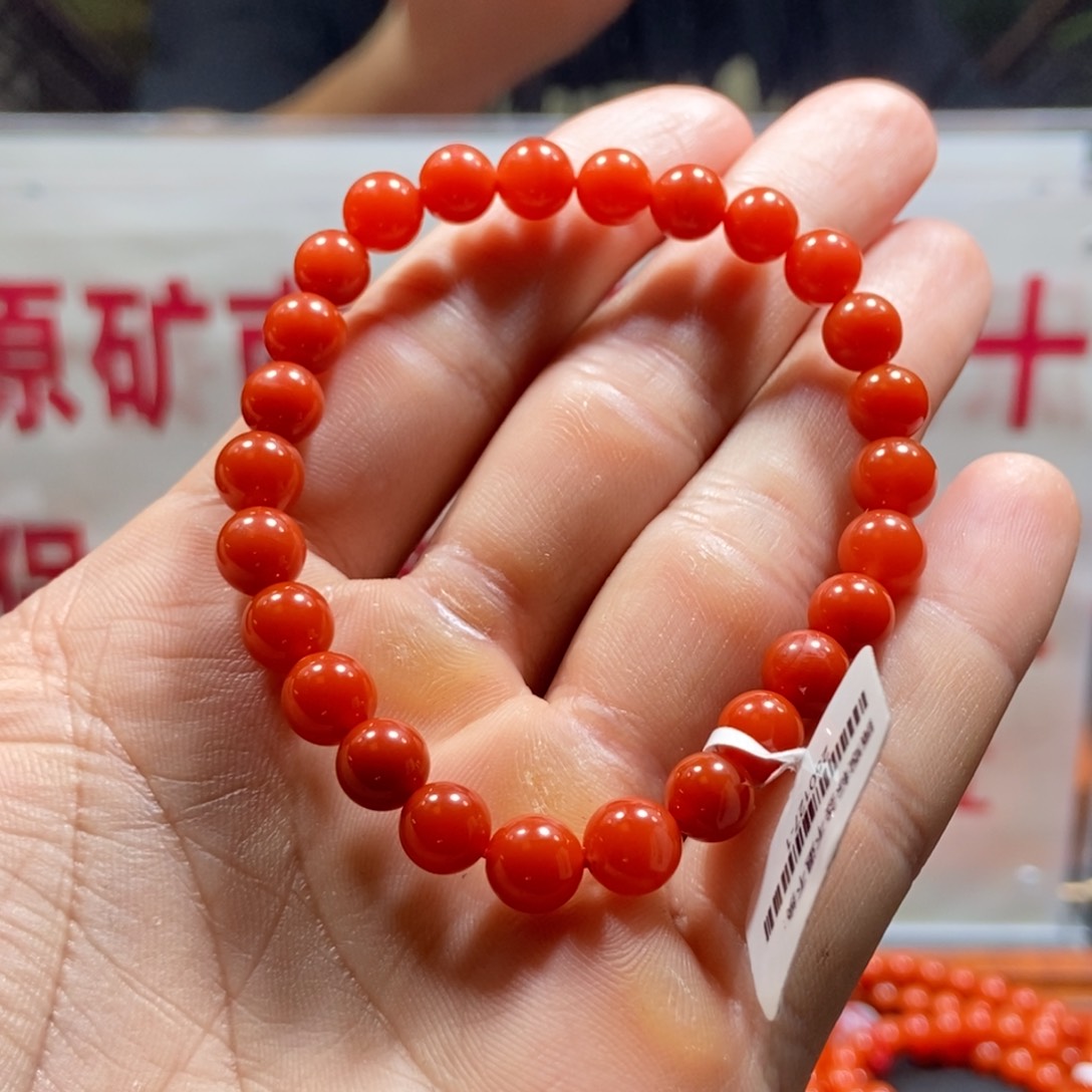 南红玛瑙未镶嵌东山樱桃红7mm+单圈