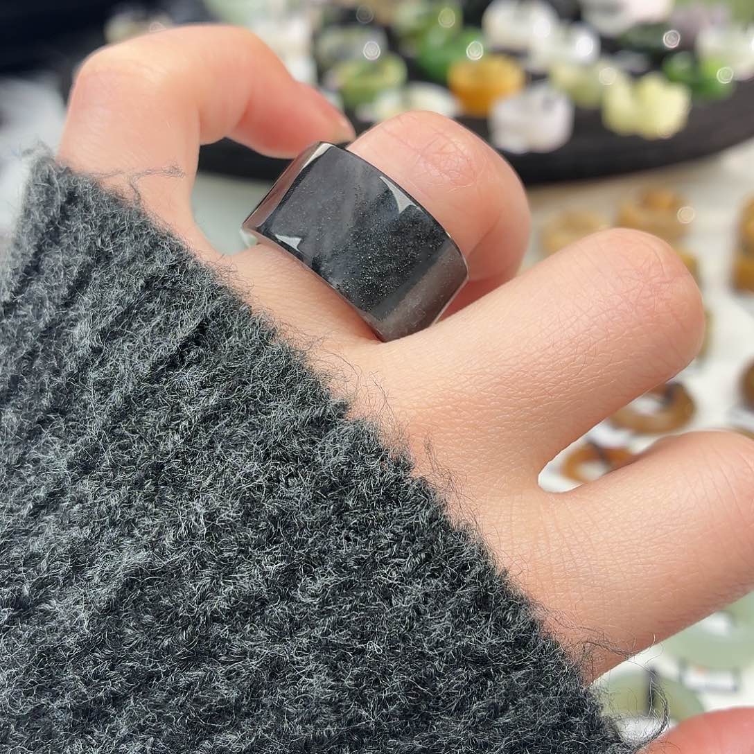 和田玉未镶嵌戒指S38青花直切17.7