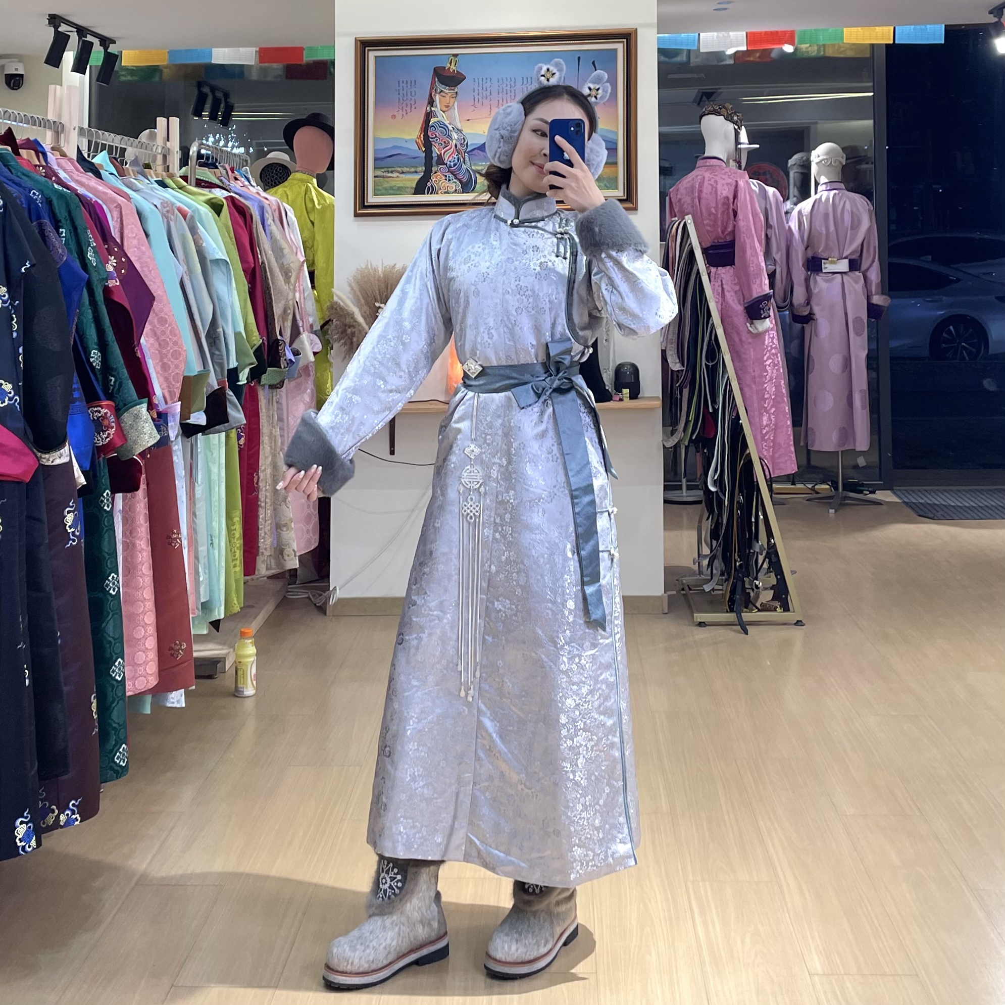 女士长款时尚民族风秋冬款蒙古袍