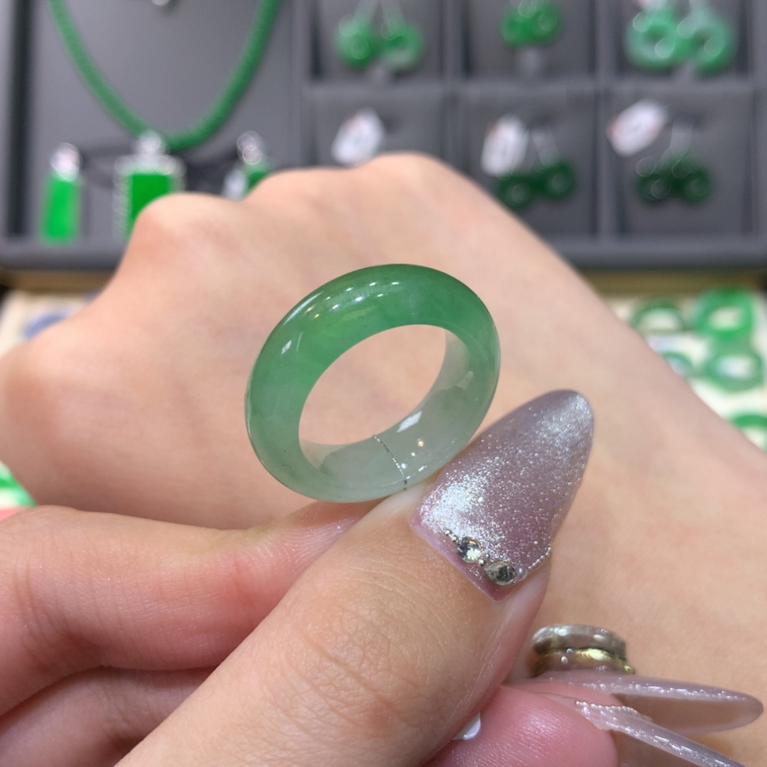 翡翠戒指未镶嵌12-13半山半水
