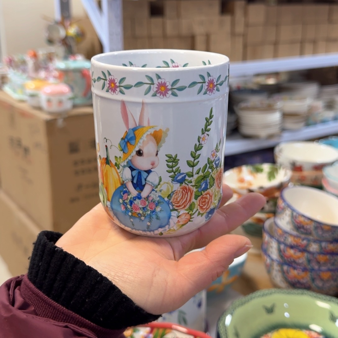 陶瓷南瓜兔手握杯一只看图