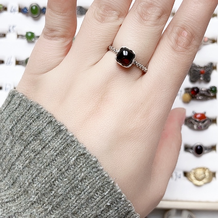 血珀银S925镶嵌戒指