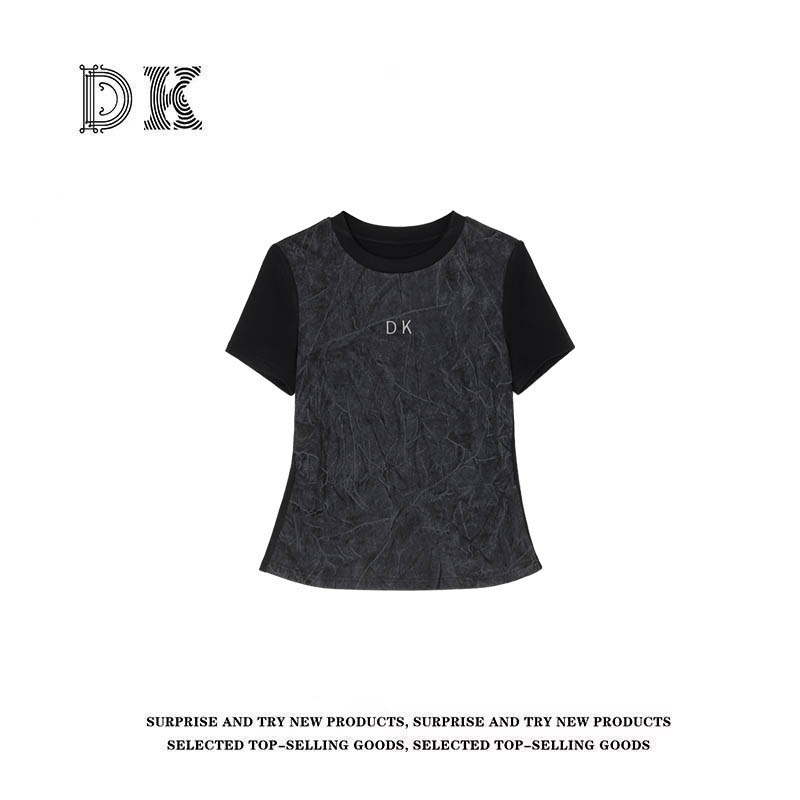 DK 2025春季 女装圆领短袖T恤女装百搭修身上衣 93182