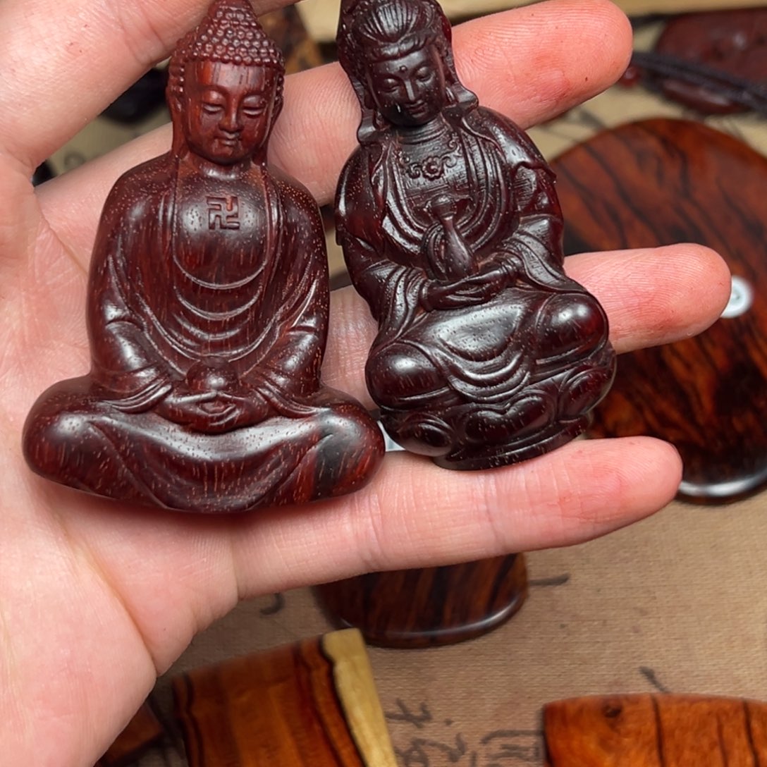 心***和小叶紫檀把件印度小叶紫檀