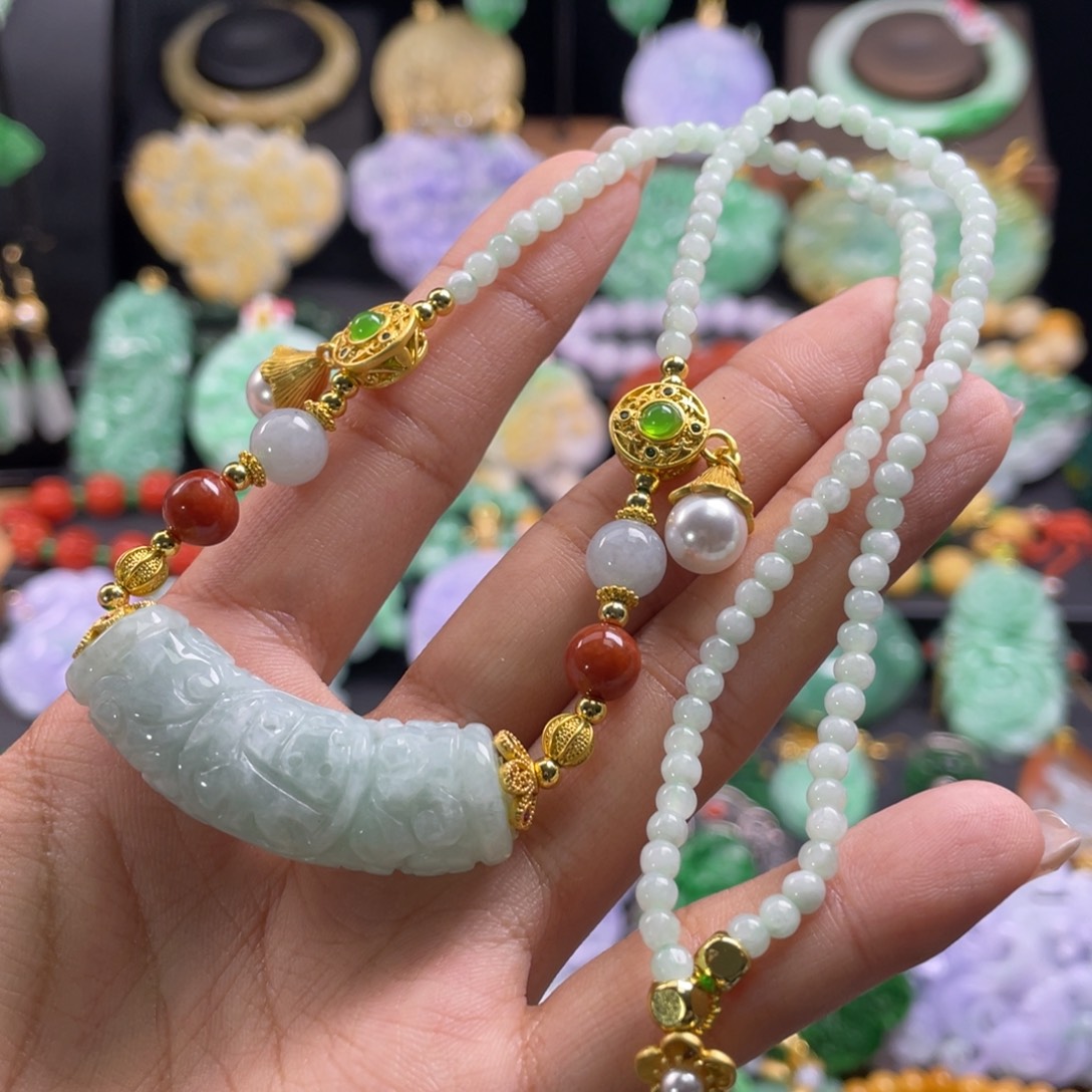 翡翠未镶嵌颈饰代编织