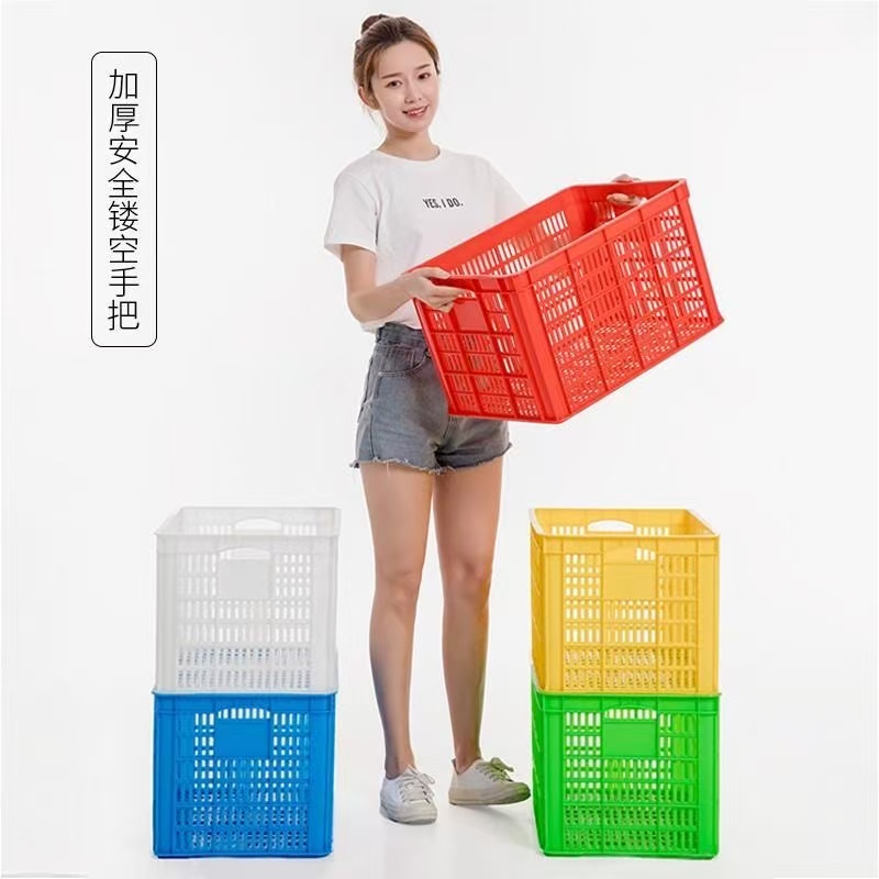 大号塑料筐长方形加厚镂空周转箱工厂家用储物收纳框水果蔬菜胶筐
