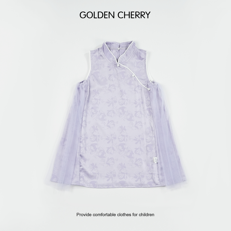 【金樱桃Golden cherry】小童国风盘扣三粒扣洋气百搭旗袍QDD738