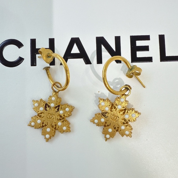 95新 Chanel/香奈儿 Chanel vintage香奈儿中古雪花耳钩