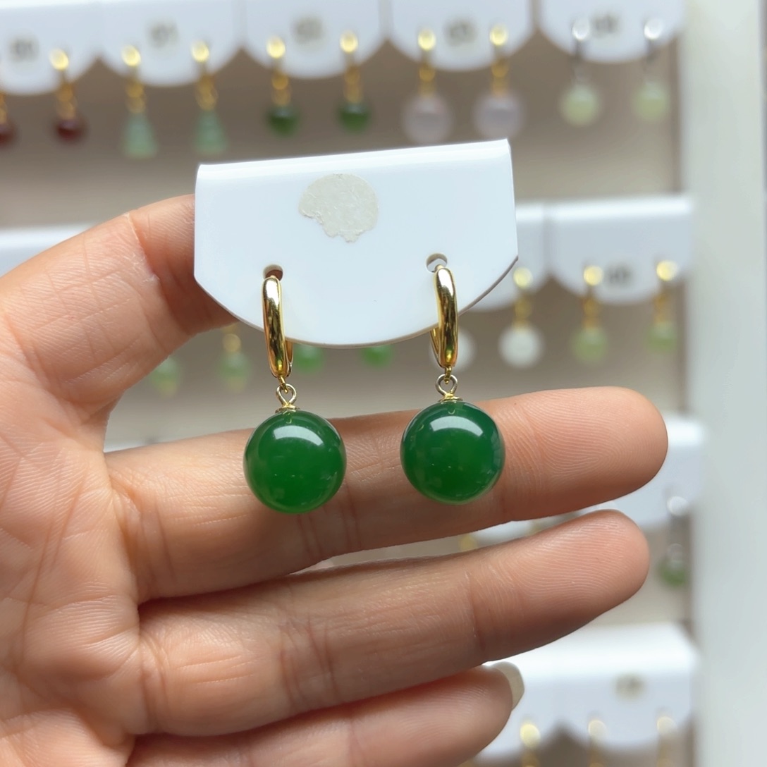 玛瑙/玉髓耳饰银S925镶嵌