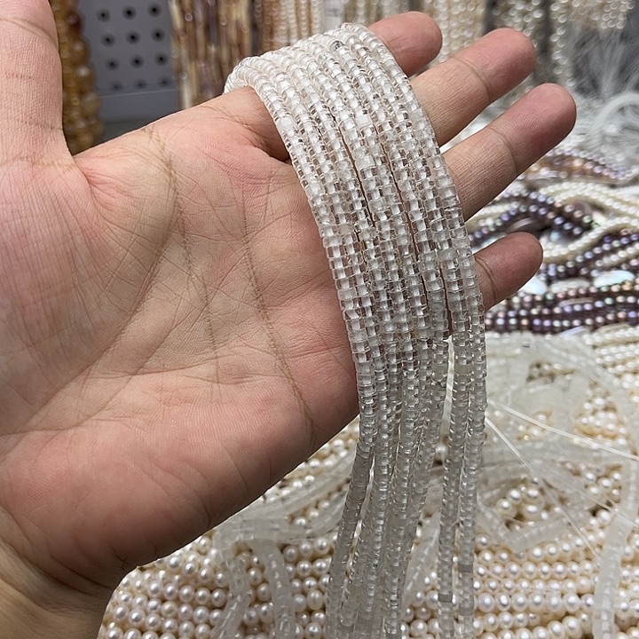 未镶嵌玛瑙/玉髓珠宝半成品一条4mm白水晶直切