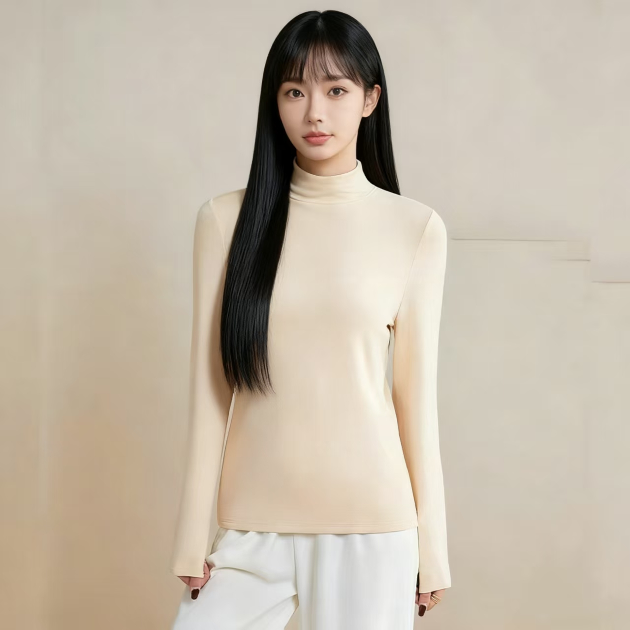 【蚕的故事】桑蚕丝女士秋冬软糯亲肤真丝拉绒半高领长袖上衣