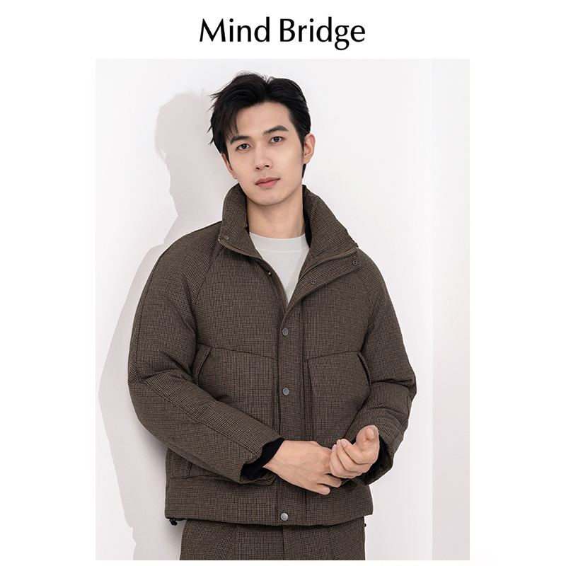MindBridge【黑糖】2025秋冬时尚千鸟格加厚保暖白鸭绒羽绒服男42