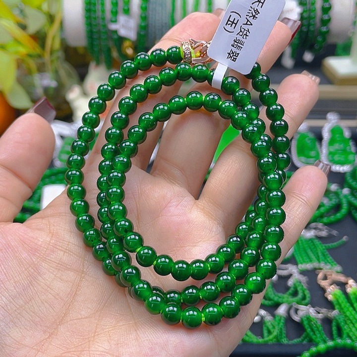 翡翠颈饰未镶嵌圆珠项链6