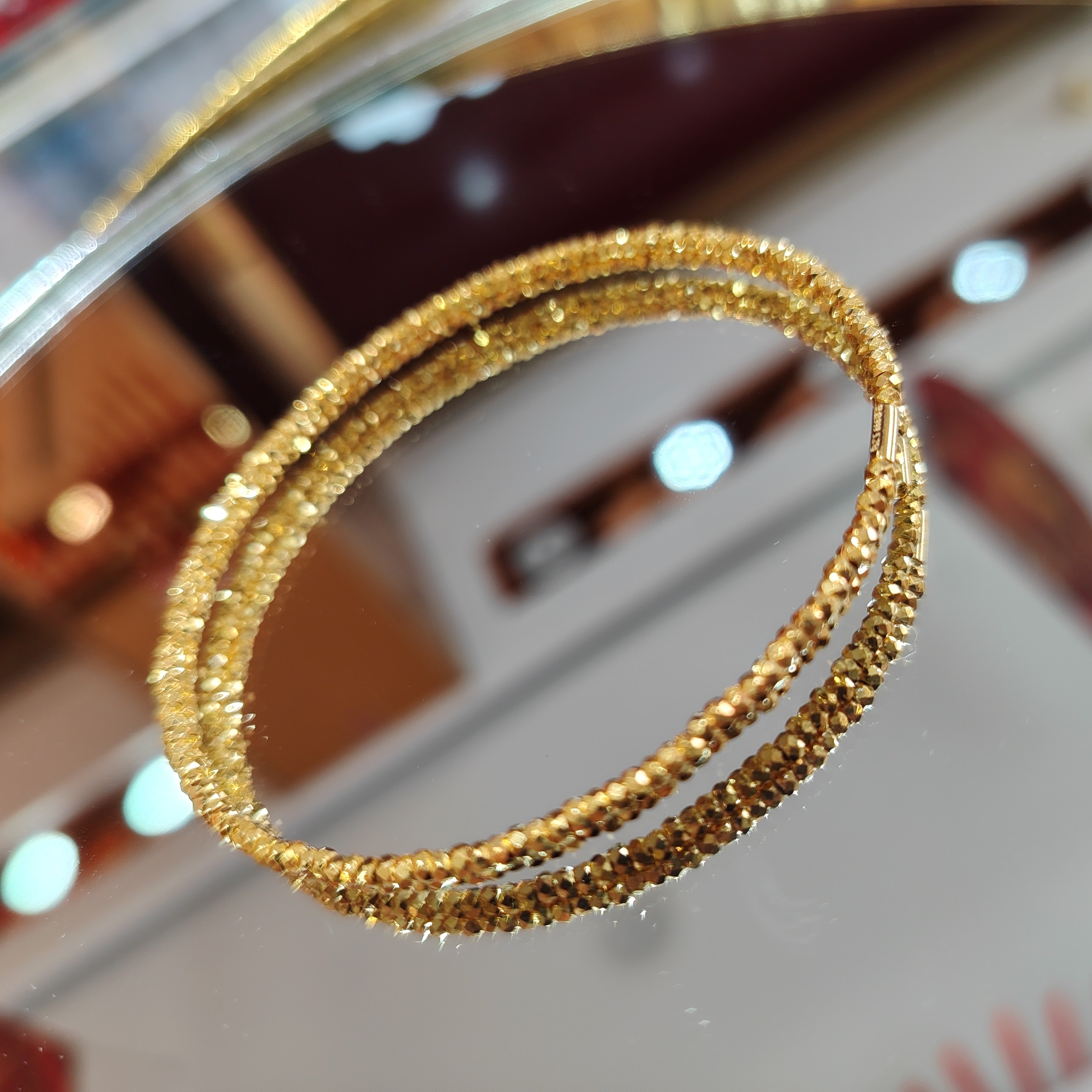 足金999闪亮记忆蹦迪手链两圈女士精致5G手链