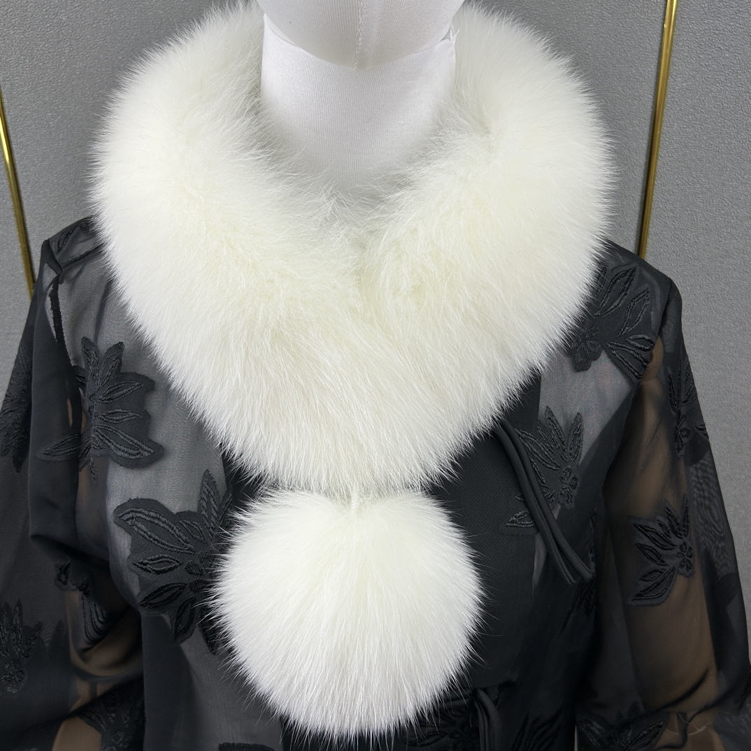 （双面）真毛狐狸毛围巾女秋冬百搭款大毛球皮草磁铁吸扣毛毛围脖