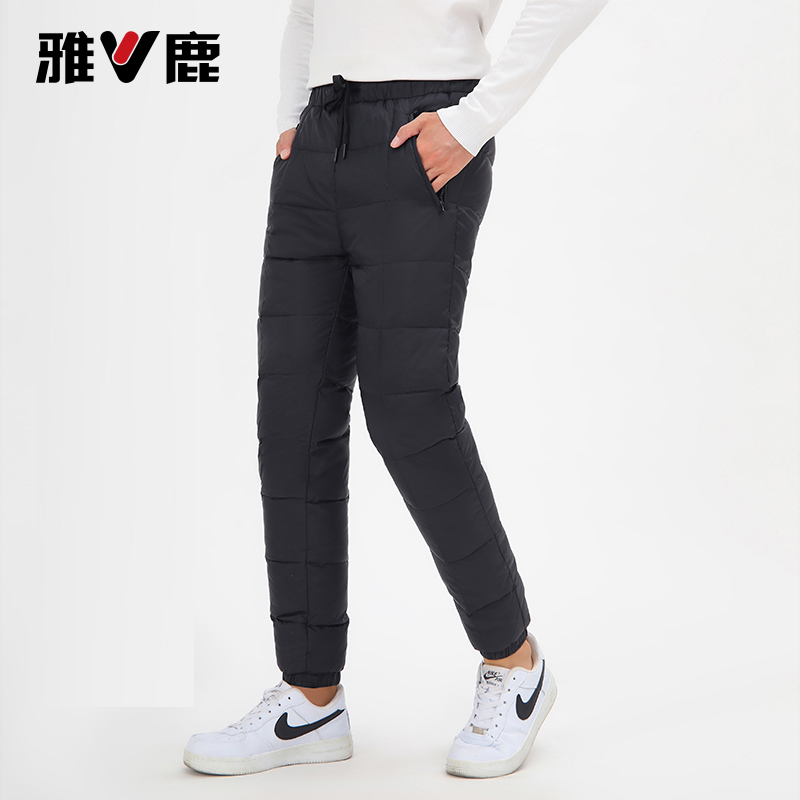 雅鹿羽绒裤男外穿加厚保暖鸭绒防风高腰加长宽松大码棉裤羽绒裤