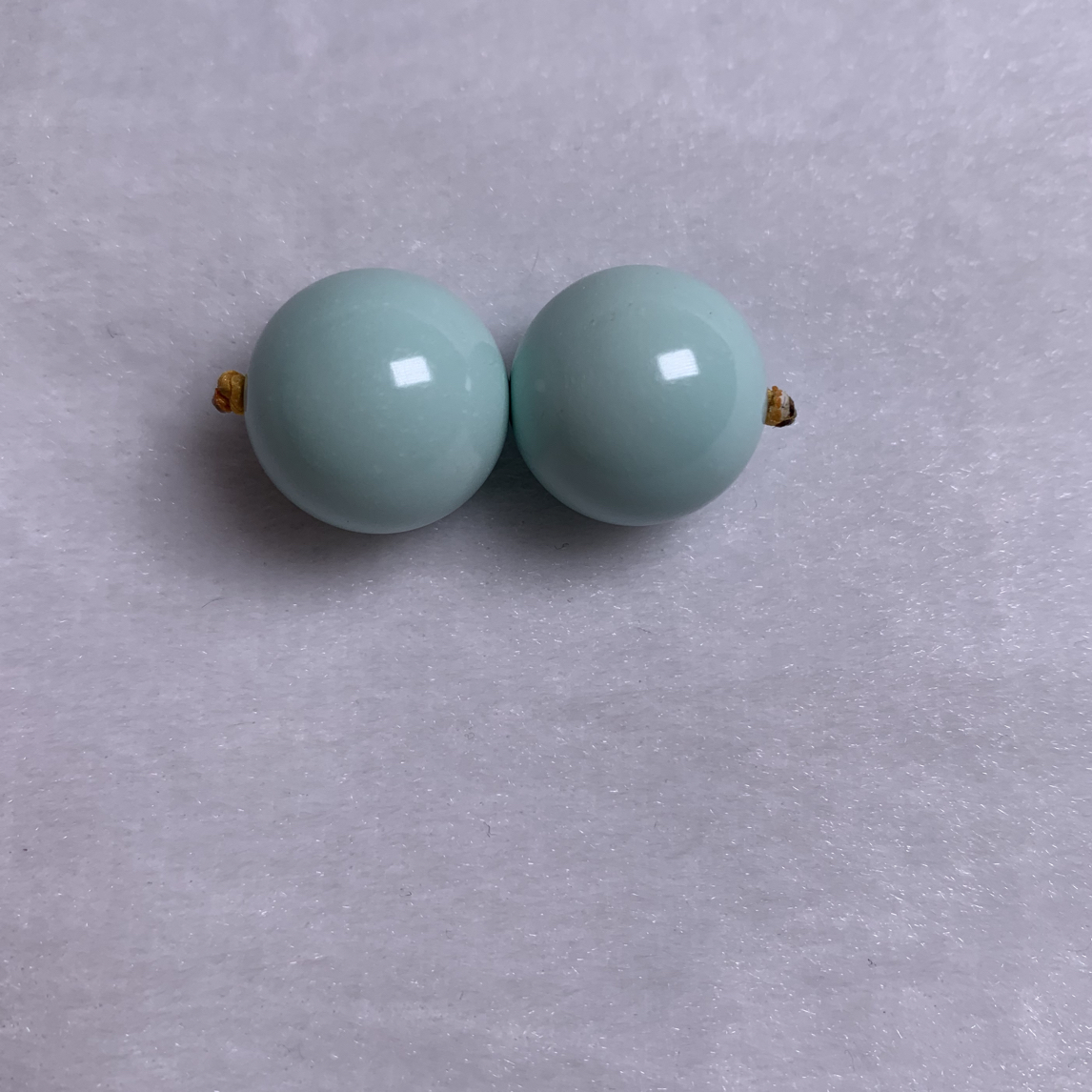 湖北天然原矿高瓷绿松石圆珠腰珠15.3mm