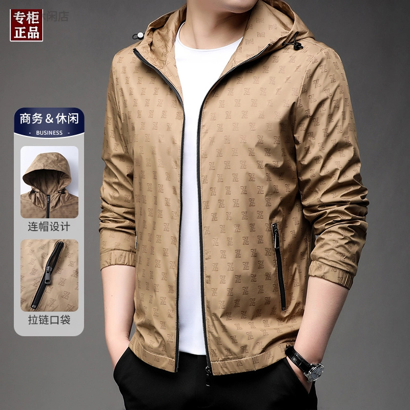 新款欧洲英伦时尚秋季男士防风防水夹克宽松潮流连帽休闲百搭外套