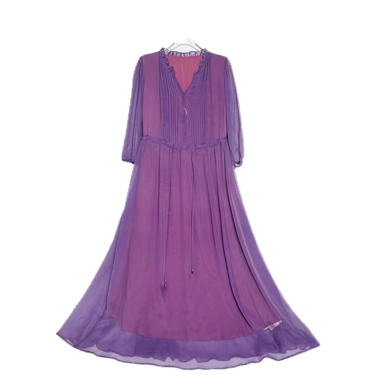 【丫丫-禾枫原创】重磅100%桑蚕丝连衣裙Y23Q9041-10