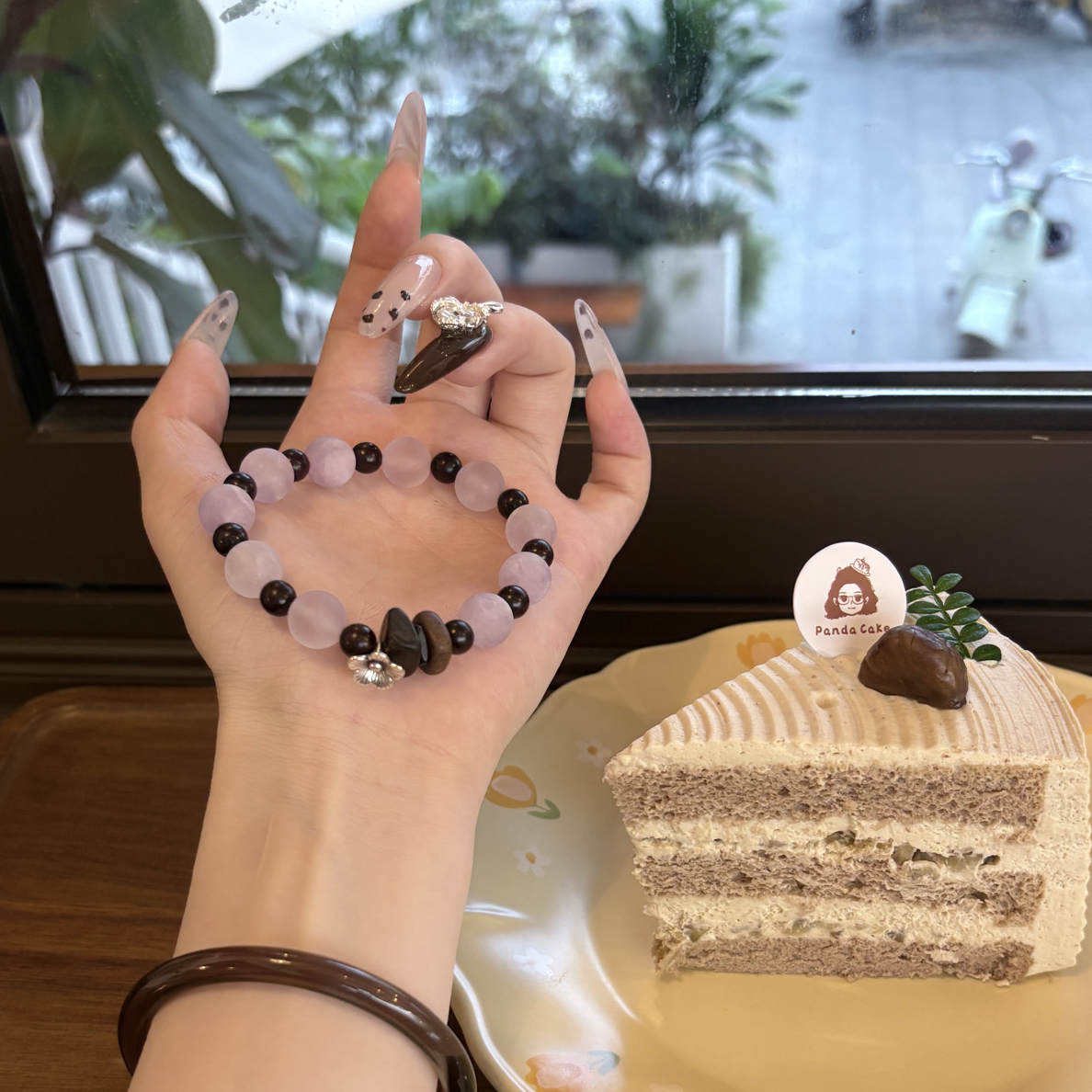 【冷雾紫】憨憨原创磨砂薰衣草紫水小叶紫檀木手链多样性发其一