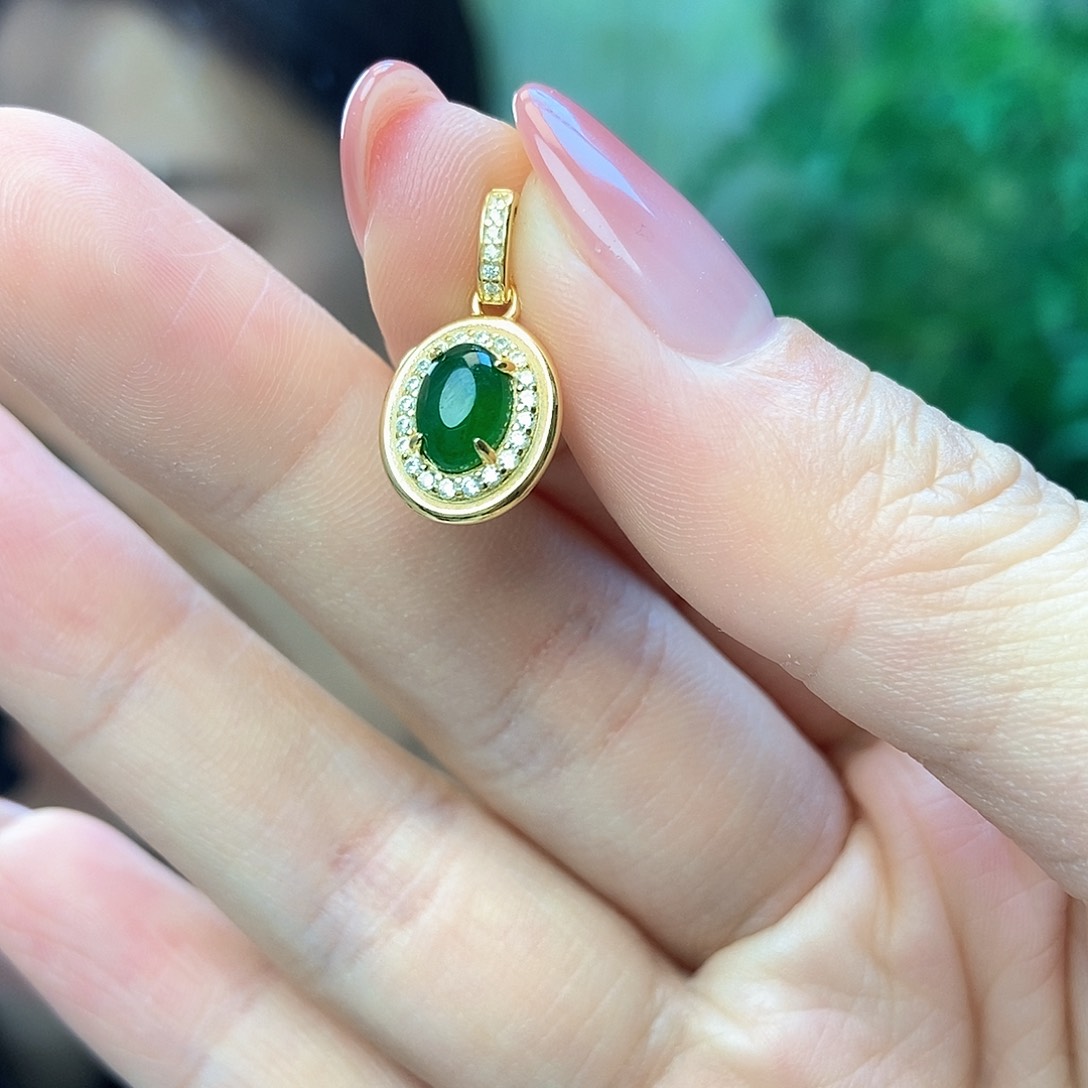 翡翠吊坠(不含链)银S925镶嵌