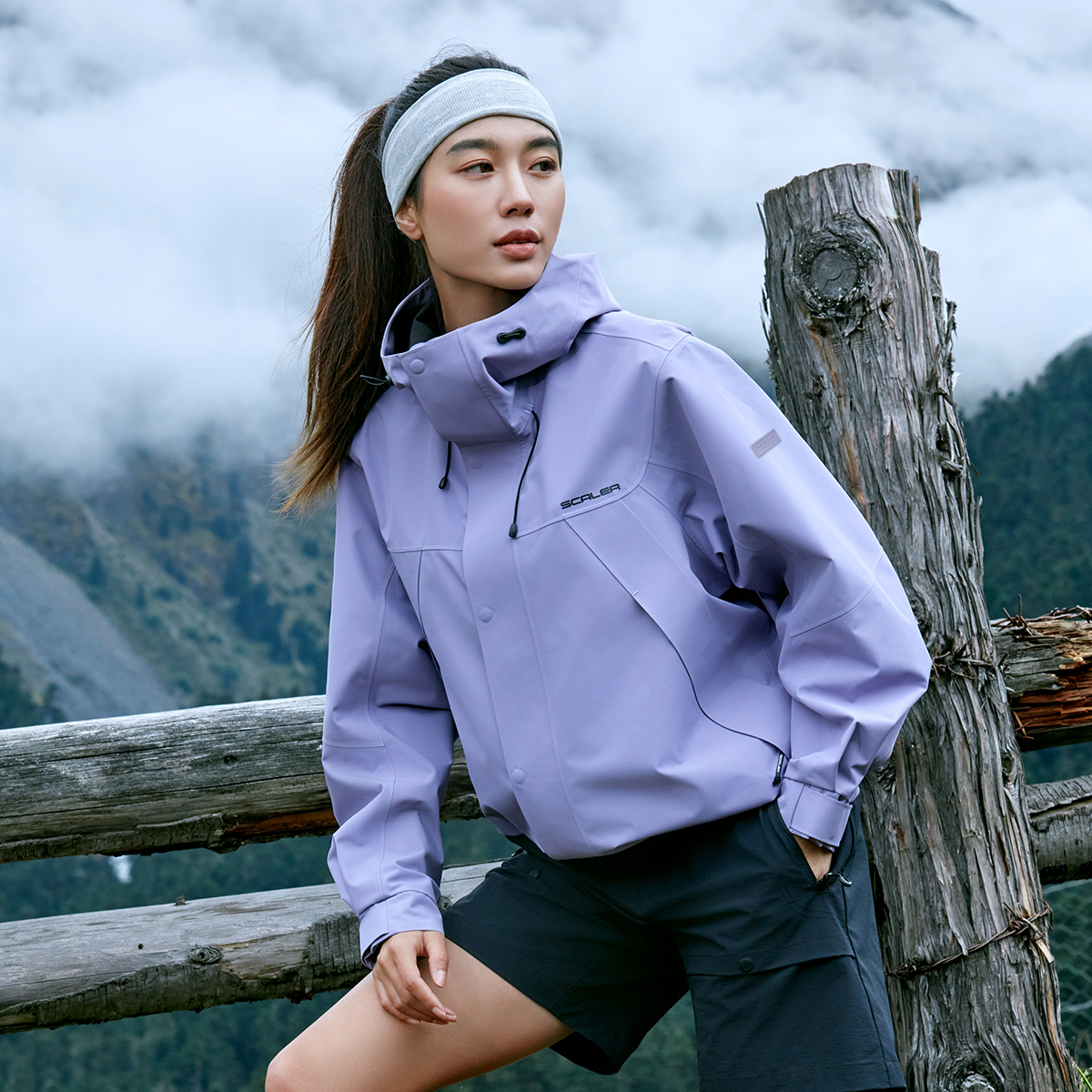 思凯乐户外春夏新款女防风防雨外套特氟龙两层舒适透气耐磨冲锋衣
