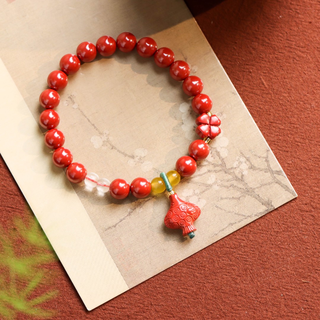 含辰砂工艺品朱砂工艺品年年有余宫廷风女款单圈手串发两条