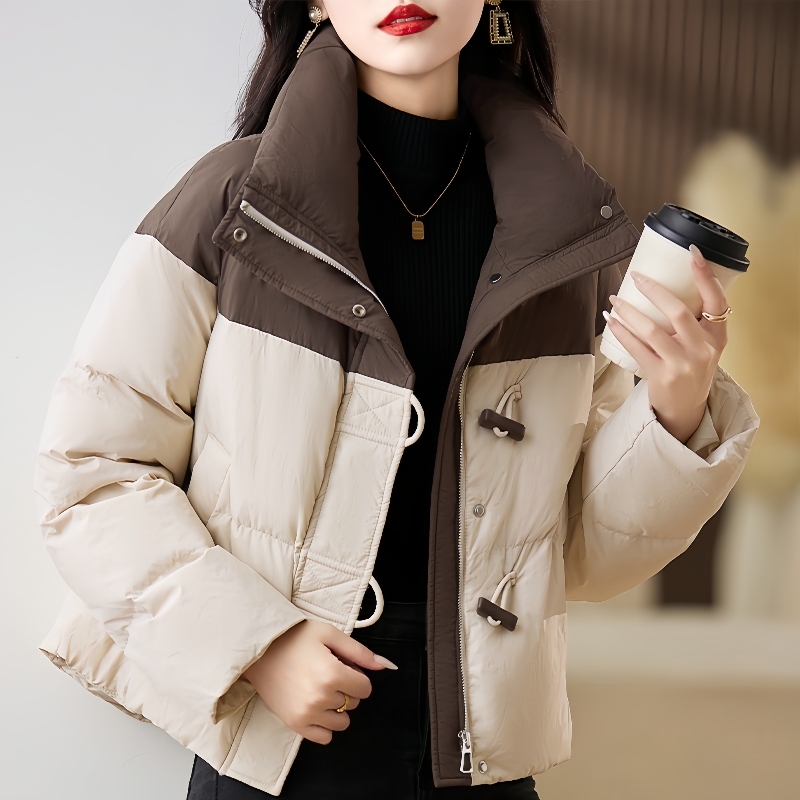 2025年女冬季新款棉服韩版宽松加厚棉衣时尚棉袄潮流休闲撞色外套