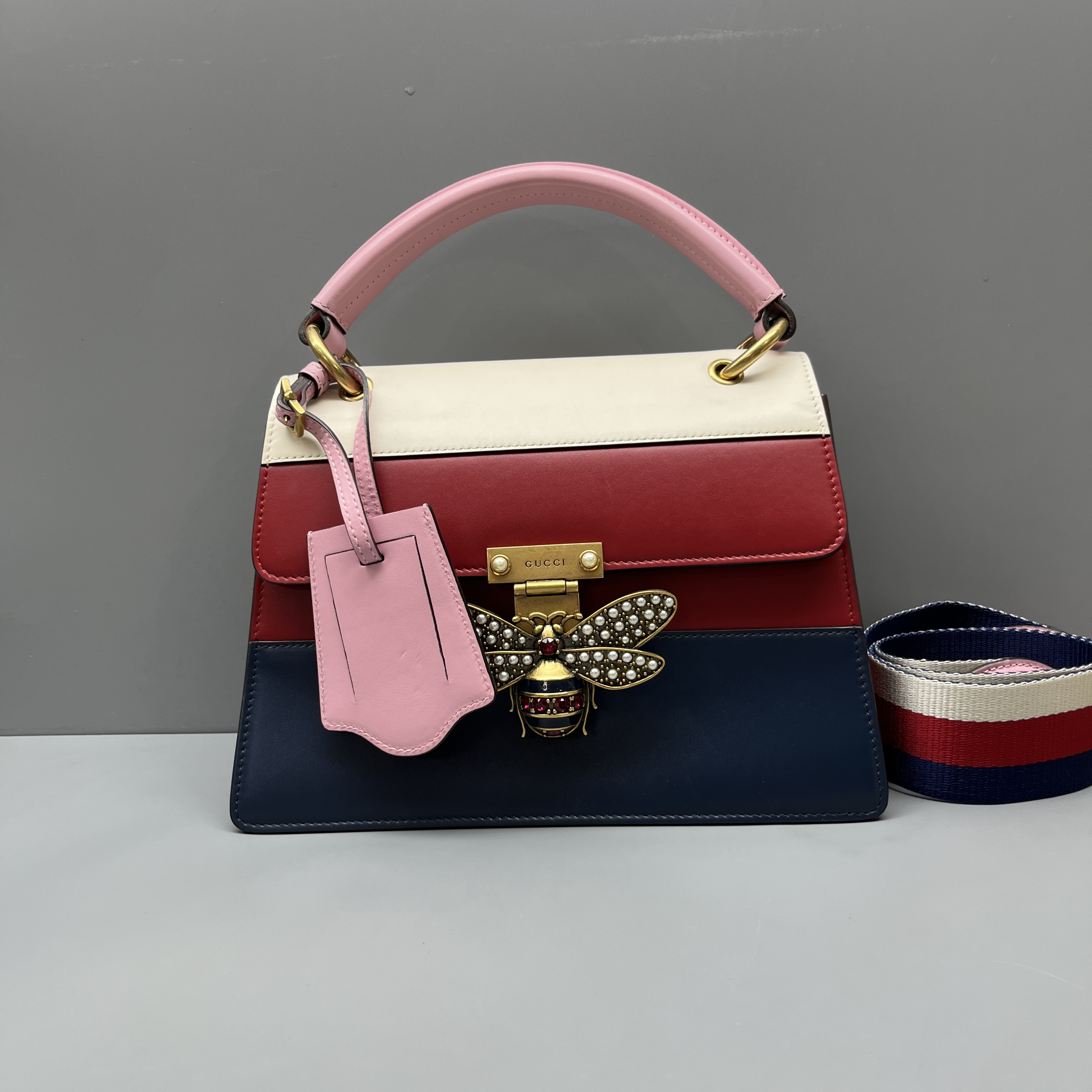 95新 GUCCI/古驰 拼色玛格丽特皇后蜜蜂包 尺寸26*18 SV16481