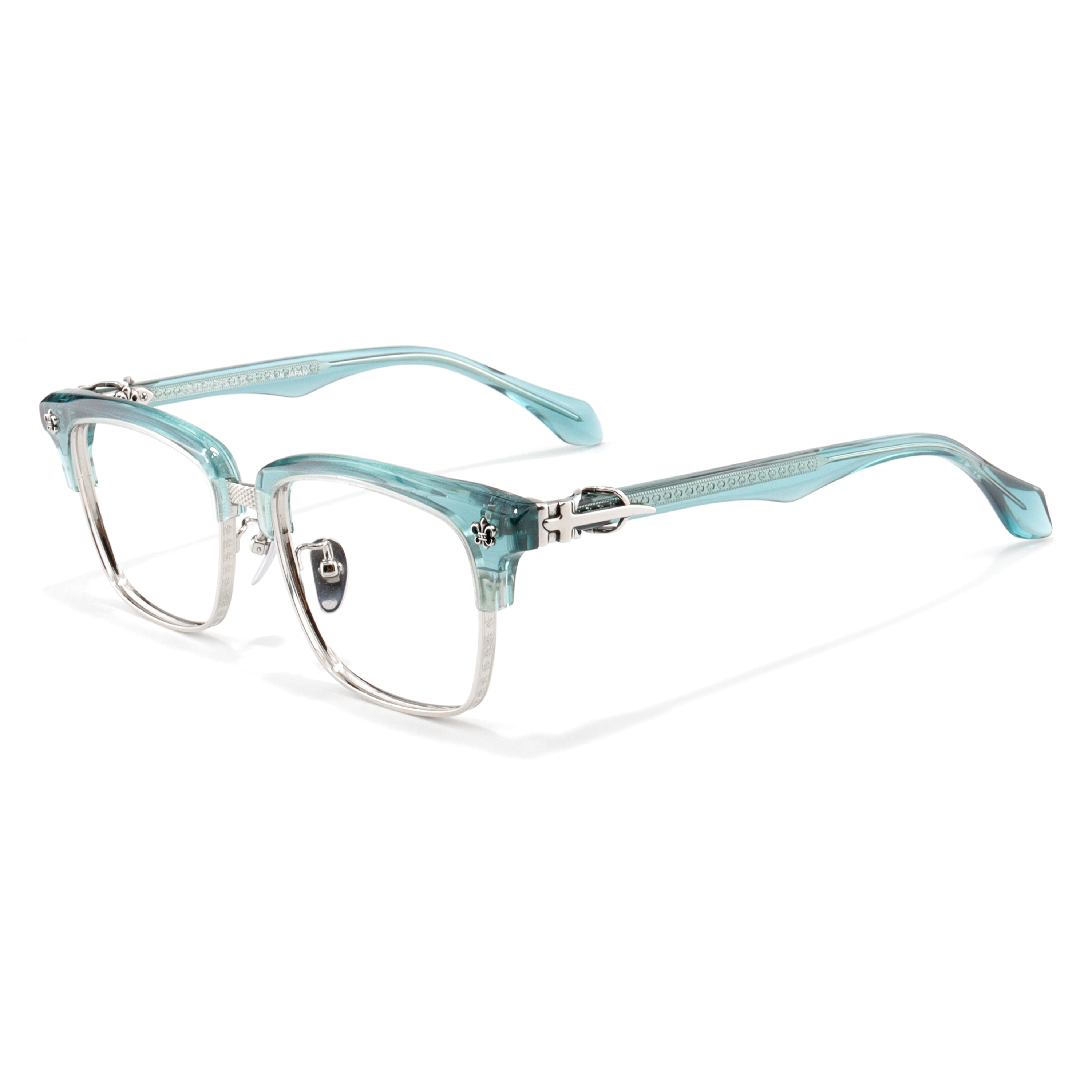 8301柯罗姆品质必入半框黑框鸢尾花眼镜时尚钛架太刀方形眼镜框