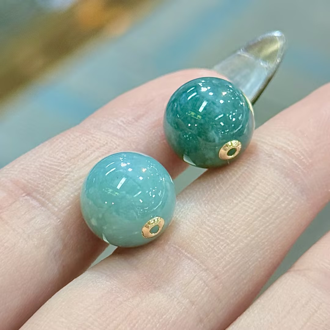 【CH】18k金翡翠单珠吊坠-约12mm（多样性发其一）