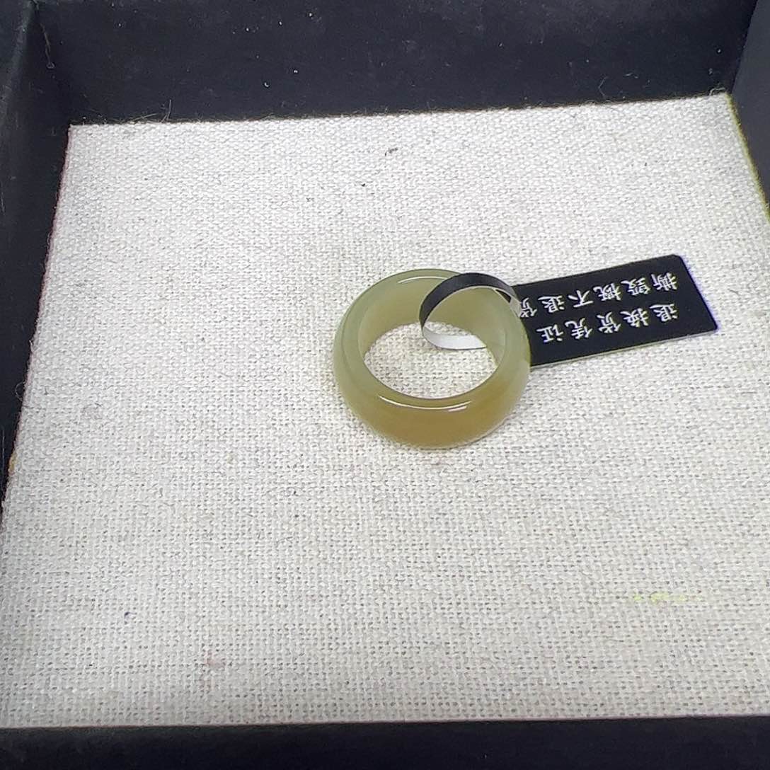 和田玉戒指未镶嵌12号茶晴墩墩