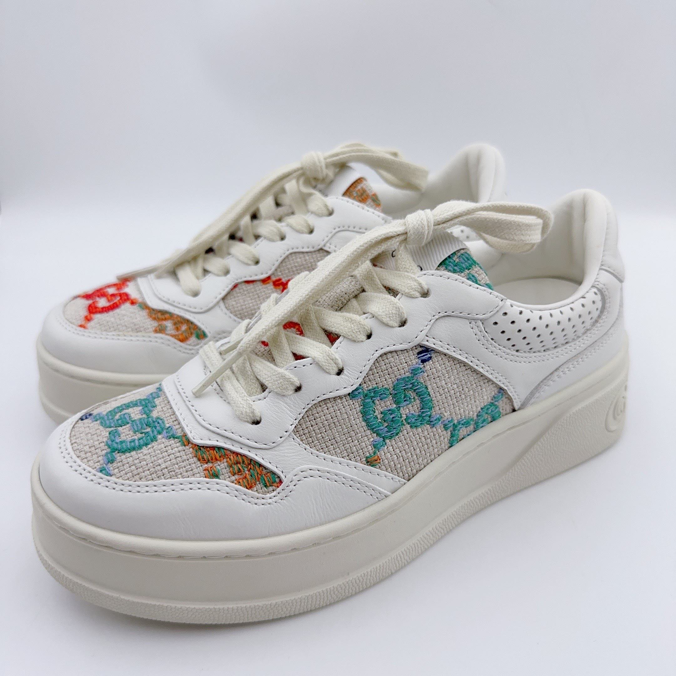 95新 GUCCI/古驰 36.5码/炫彩糖果色饼干鞋/01277
