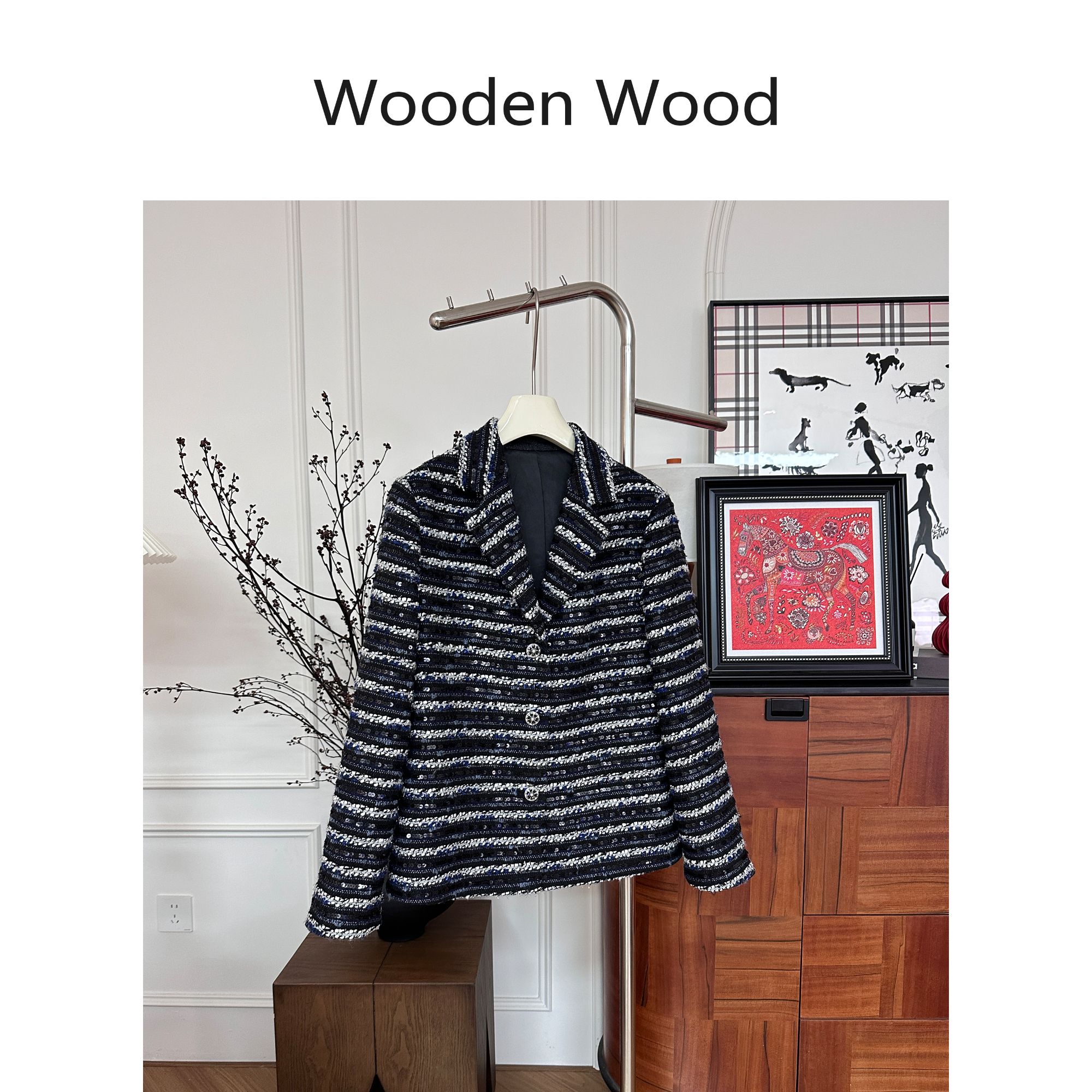 Wooden Wood“南法假日”修身显瘦时尚显瘦轻奢小香风外套W25QS1458