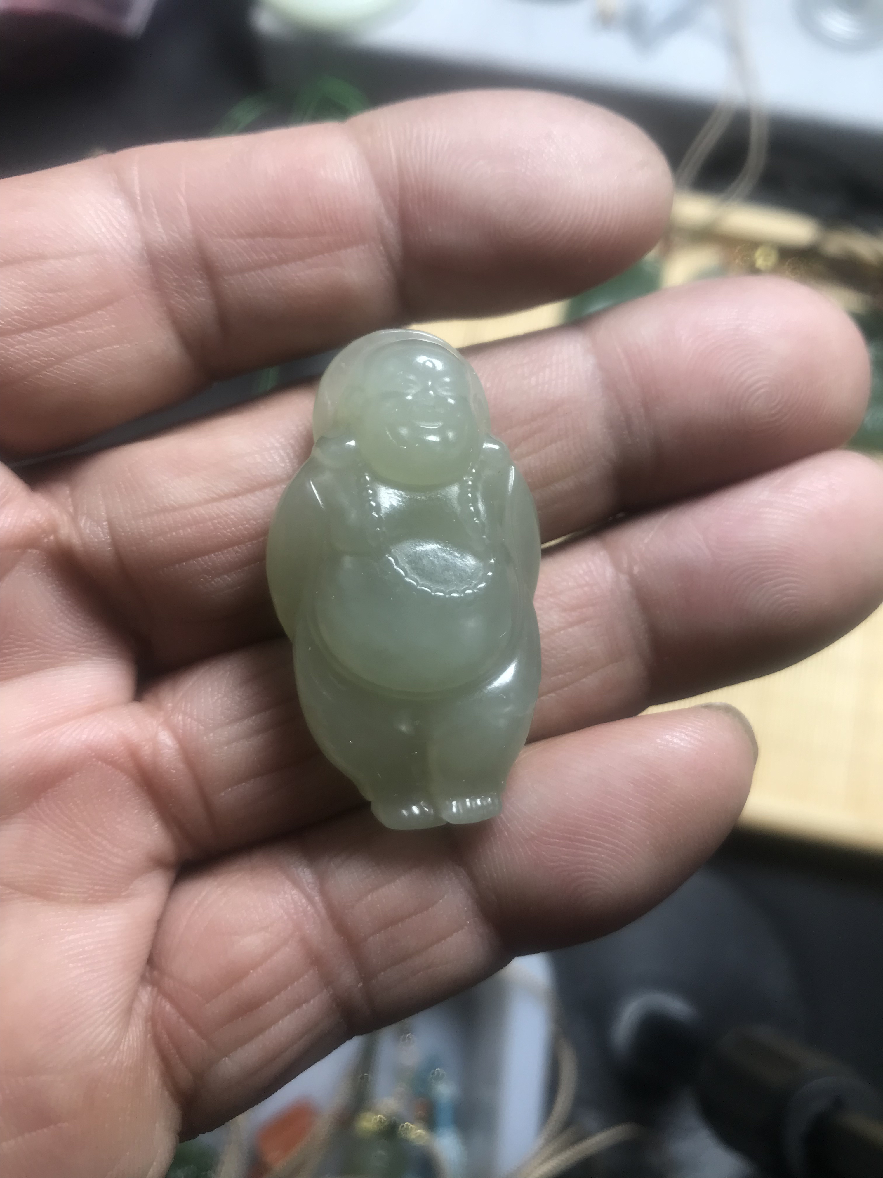 正品和田玉青海料挂件