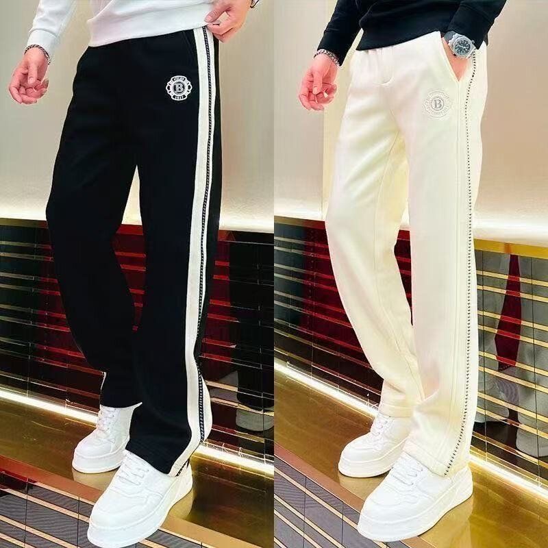 男士秋冬新款欧货撞色拼接直筒休闲裤潮流时尚轻奢港风百搭长裤