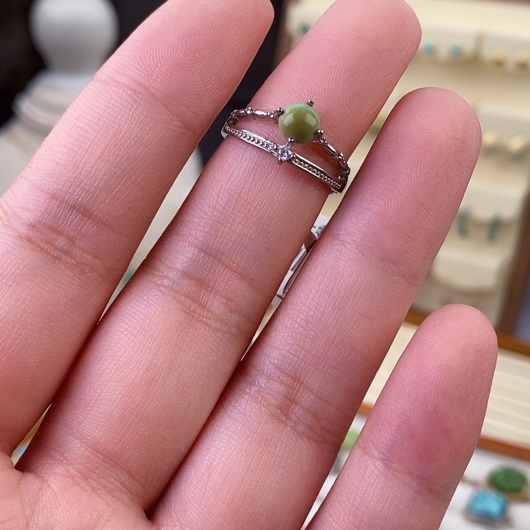 绿松石戒指银S925镶嵌