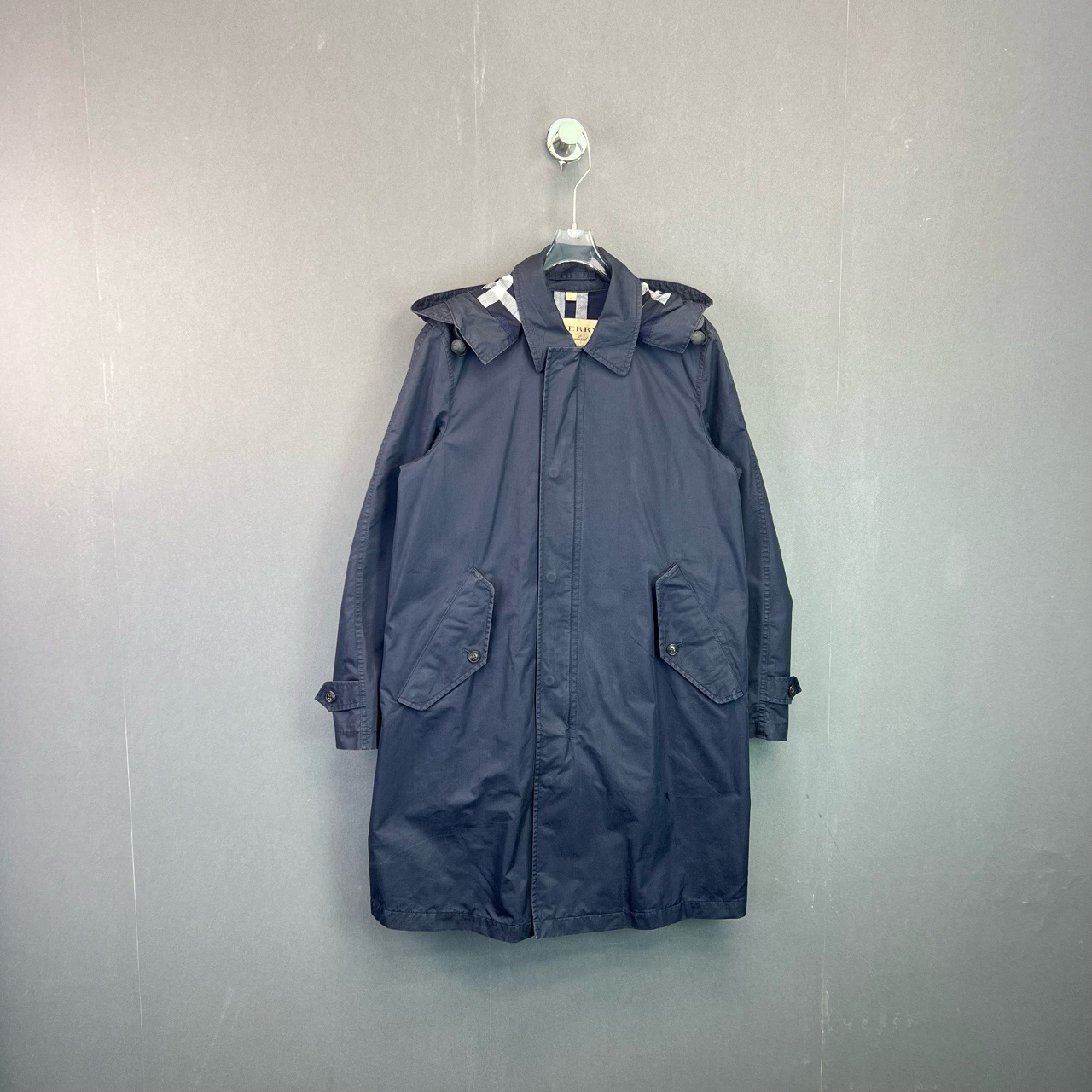95新 BURBERRY/博柏利 48码/可拆卸连帽防风长款夹克/8363122