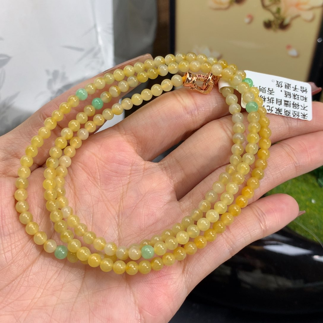 翡翠手链未镶嵌卡4冰黄项链