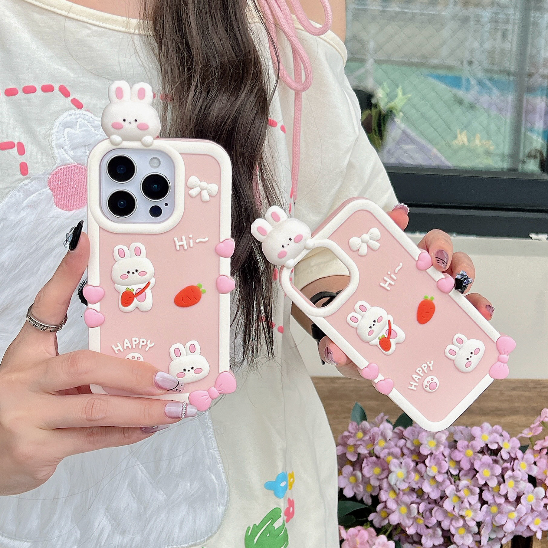 苹果｜软萌趴趴兔子可爱卡通适用iPhone17P立体创意女款硅胶手机壳