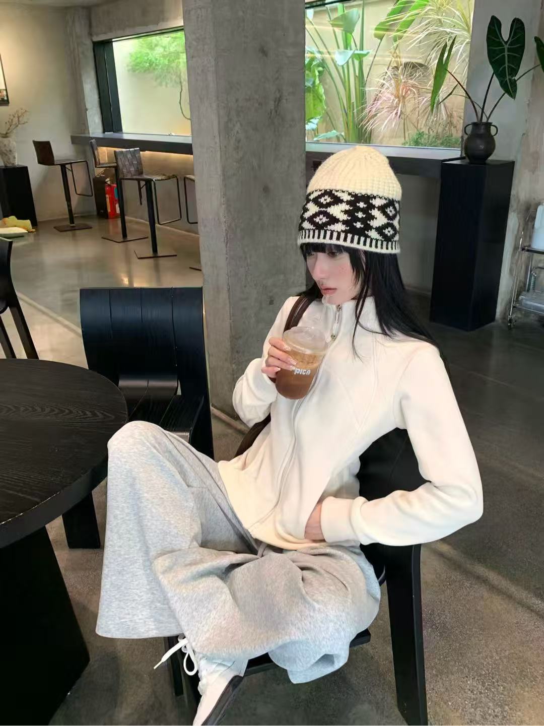 6788-3592 徳绒加厚双拉链卫衣磨毛加厚休闲百搭开衫