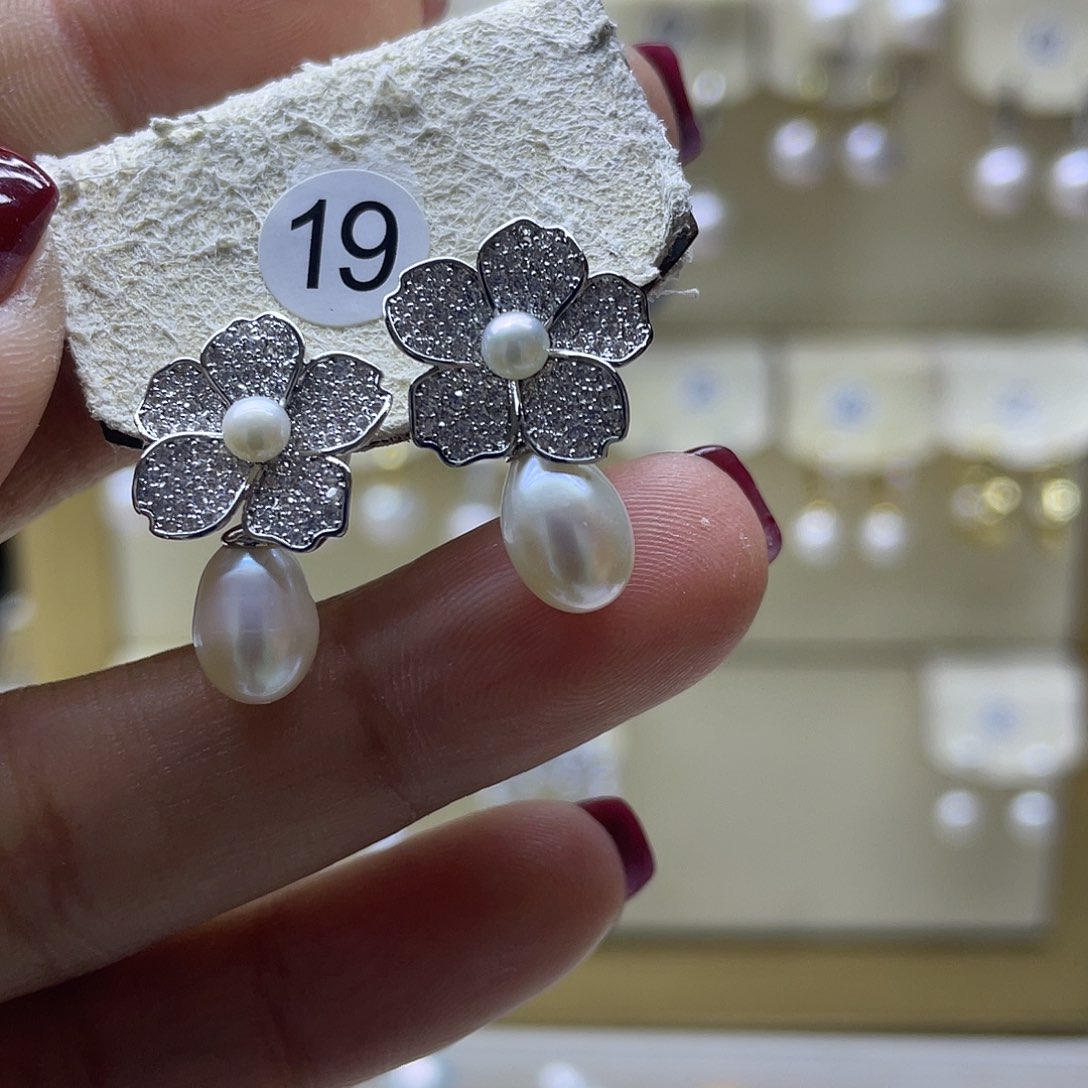 淡水珍珠耳饰银S925镶嵌